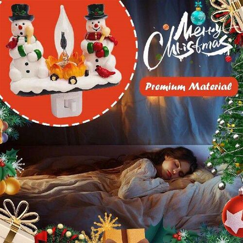 Snowman Bonfire Night Light Campfire Flicker Night Light