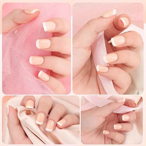 120pcs French Tip Press on Nails Short S 12 sizes French Fak