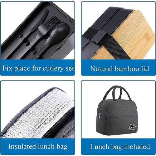 Stackable Bento Lunch Box with Insulated Bag Microwaveable D
