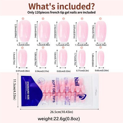 120pcs Pink Ombre Medium Coffin Press On Nails Glossy Handma