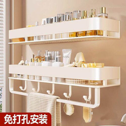 spice rack Kitchen shelf wall hanger hole free storage rack