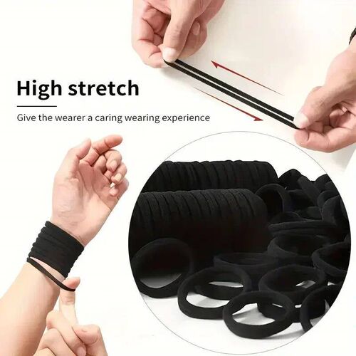 High Elastic Hair Bands for Women Girls Black Basic Hair Tie