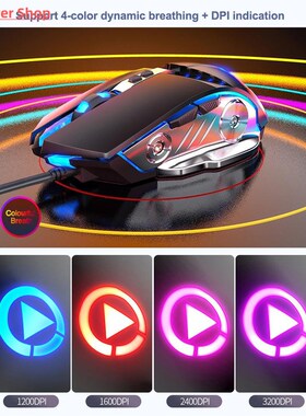 Pro Gaming Mouse 3200DPI Adjustable Silent Mouse Optical LED