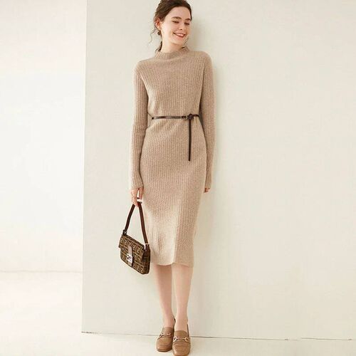 Knitted Dresses Women Winter Cashmere Skirts For Half High N