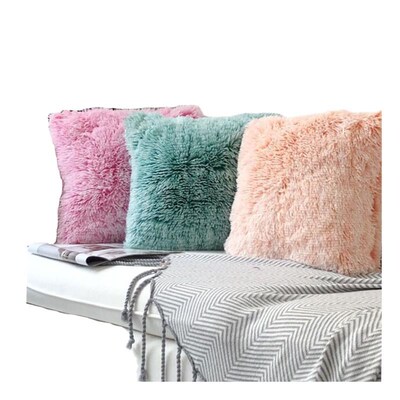 European solid color plush pillowcase sofa cushion cover