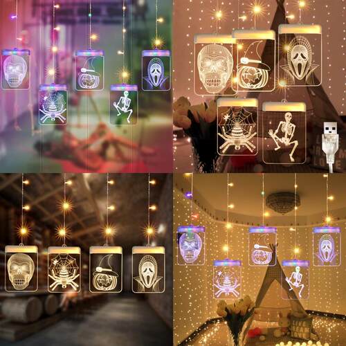5pcs Halloween glow suction cup light jack-o-lantern pendant