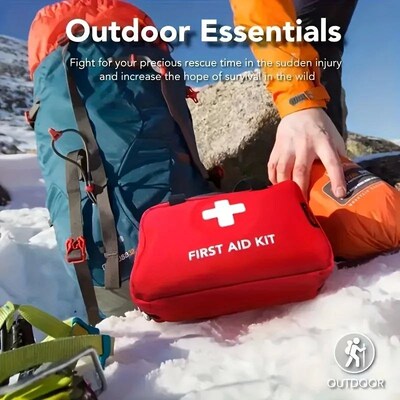 Deluxe First Aid Kit with Carrying Pouch, Outdoor First Aid
