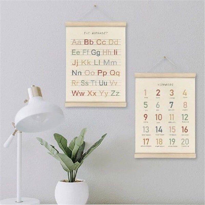 2Pcs Preschool Wall Decors with Frame Set of 2 Alphabets - 实物图