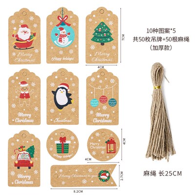 100pcs Merry Christmas Tags Kraft Paper Card Gift Label Tag