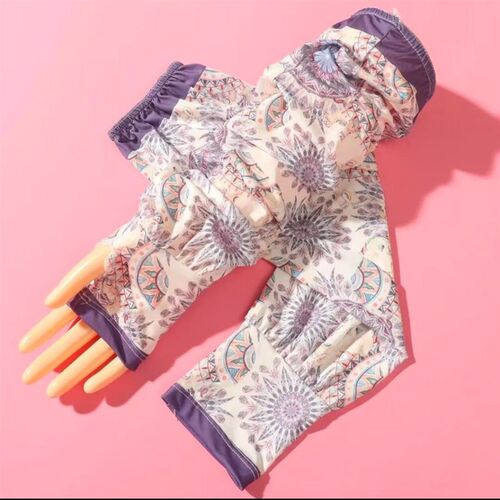 Fashion Flower Womens Peach Sunscreen Ice Silk Sleeve ver L