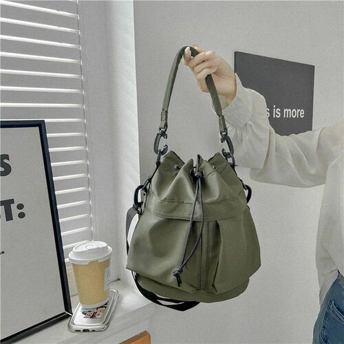 New Nylon String Bucket Bags Korean Style Drawstring Soft Cr