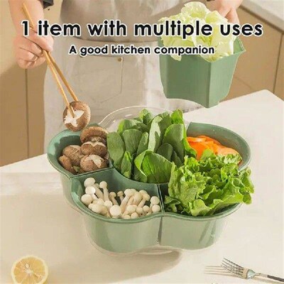 Rotating Divided Serving Platter Veggie Serving Rotating
