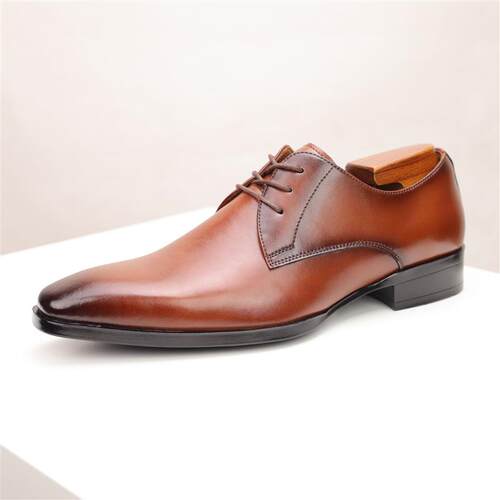 Mens Business Dress Shoes Leather Pointed-Toe Wedding Shoes