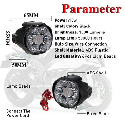 2pcs Motorcycle Led Headlight 12V High Bright Led Lights Lam