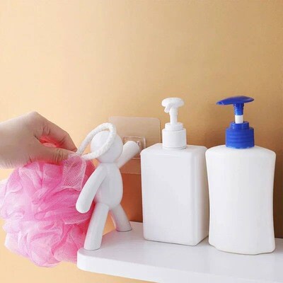 Self-adhesive Bathroom Storage Toothbrush Cup Shelves White