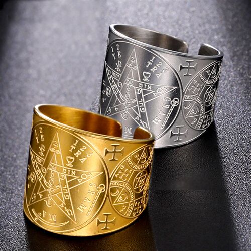 Dawapara Tetragrammaton Ring Pentagram Amulet Pentacle Ring