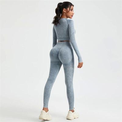 SALSPOR 1/2Pcs Yoga Set Women Seamless Fitness LTong Sleeve