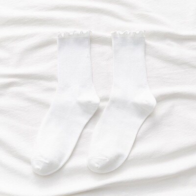 Stacked Socks JK Girl Mid Tube Socks Plain Rolled Edge Japan