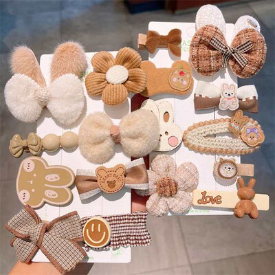 Autumn and winter curry color plush hair clip womens cute s