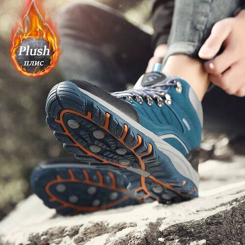 Mens Shoes Winter Anti Slip Snow Boots Outdoor Plush Hiking