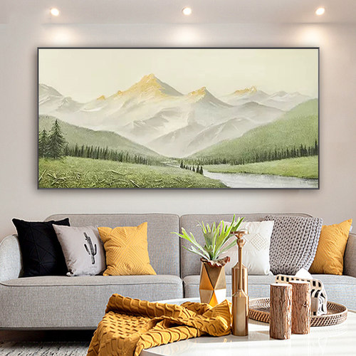 日照金山客厅diy数字油画填充填色手工油彩画风景画沙发背景墙画