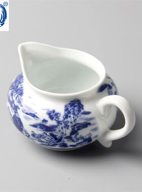 大埔馨明园青花瓷茶具 竹林七贤青花瓷公道杯 功夫茶茶海 分茶器