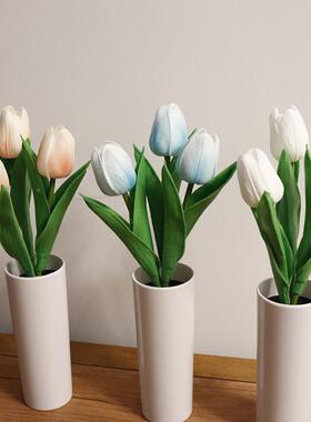 新款郁金香小61761夜灯仿真盆摆小客厅卧室装件饰氛围灯礼花品夜