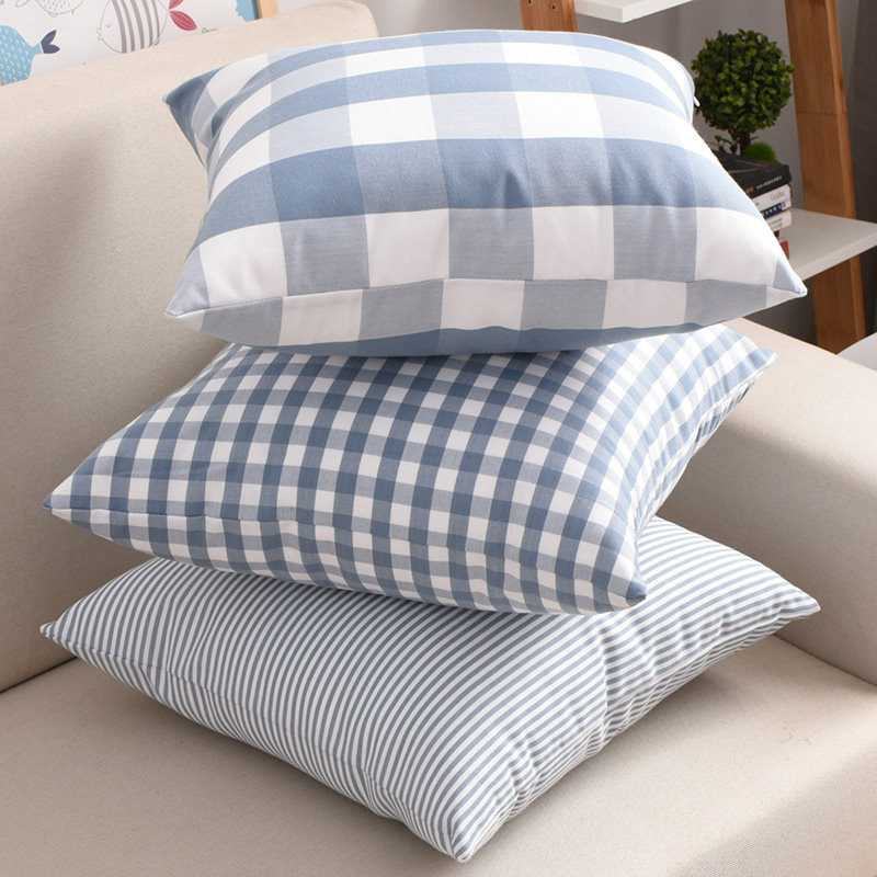 定做沙发抱枕套尺寸办公室靠枕套高档格子靠垫套大号靠背套定制