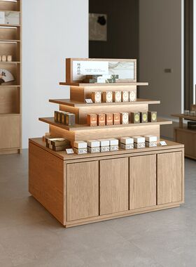 中岛台柜多层茶叶店礼品展示柜中式货架文创旅游商品陈列架中间摆