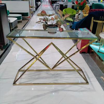 厂家应高低架管镂空金色供餐58158桌办公家具钻石茶组合展示台不