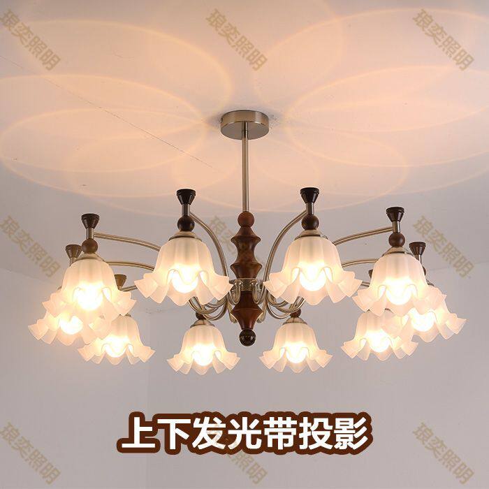 法式吊灯中古风客厅大灯创意花朵吊灯美式复古餐厅别墅吊灯套餐