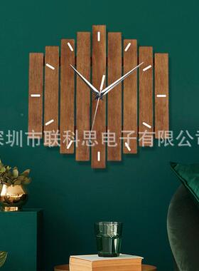 时复古挂钟乡村风田园家实木钟表创间意30463钟用客厅房装饰壁钟