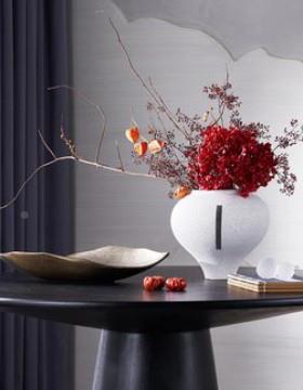 新中式白色墨点TXQ哑光陶花瓶样板房瓷民宿客茶厅玄关电几视柜摆