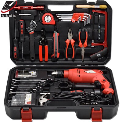 卡夫威尔 冲击电钻家用工具箱组套 64件套冲击电钻套装 H13037A