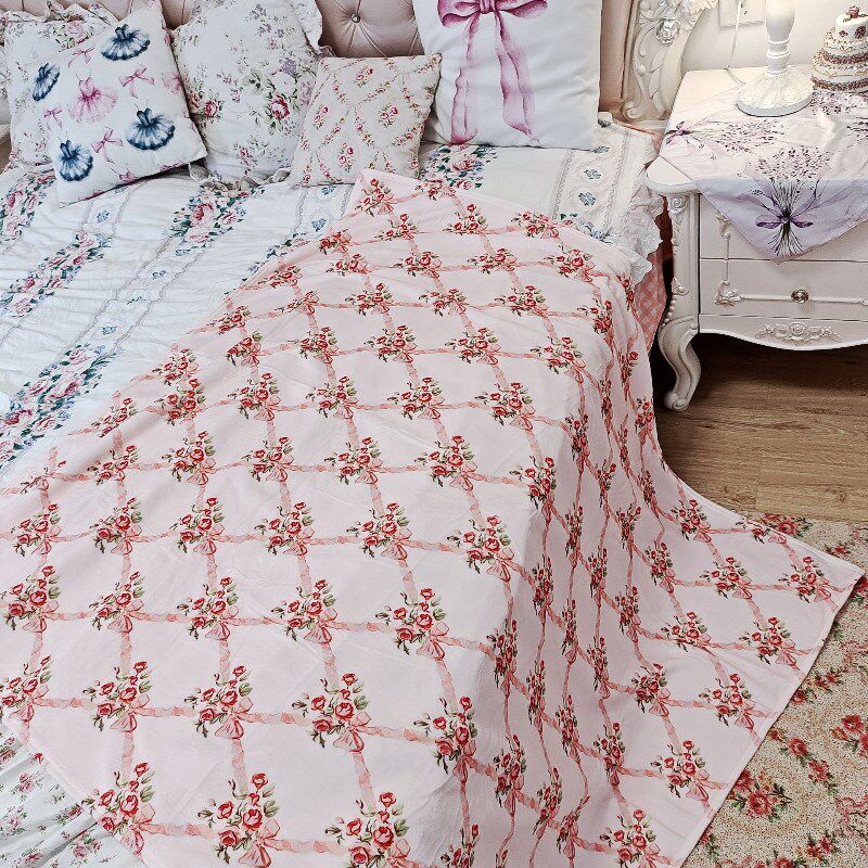玫瑰碎花法兰绒超柔铃兰毛毯秋冬季花卉沙发办公室午睡柔软毯子