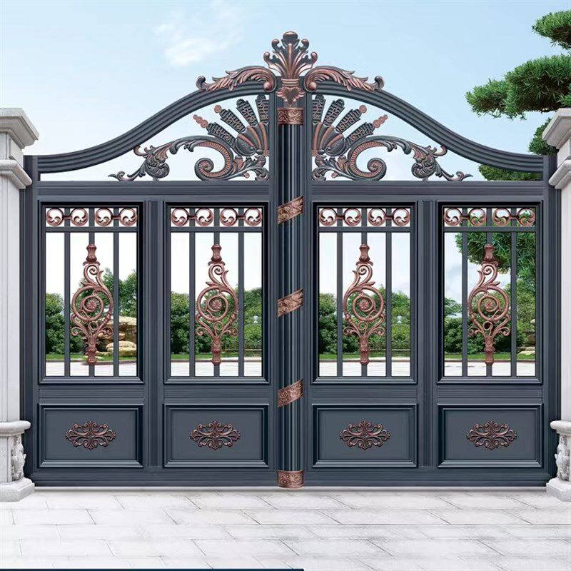 围墙院子进户门别墅庭院铝艺大门双开门农村自建房电动铝合金大门