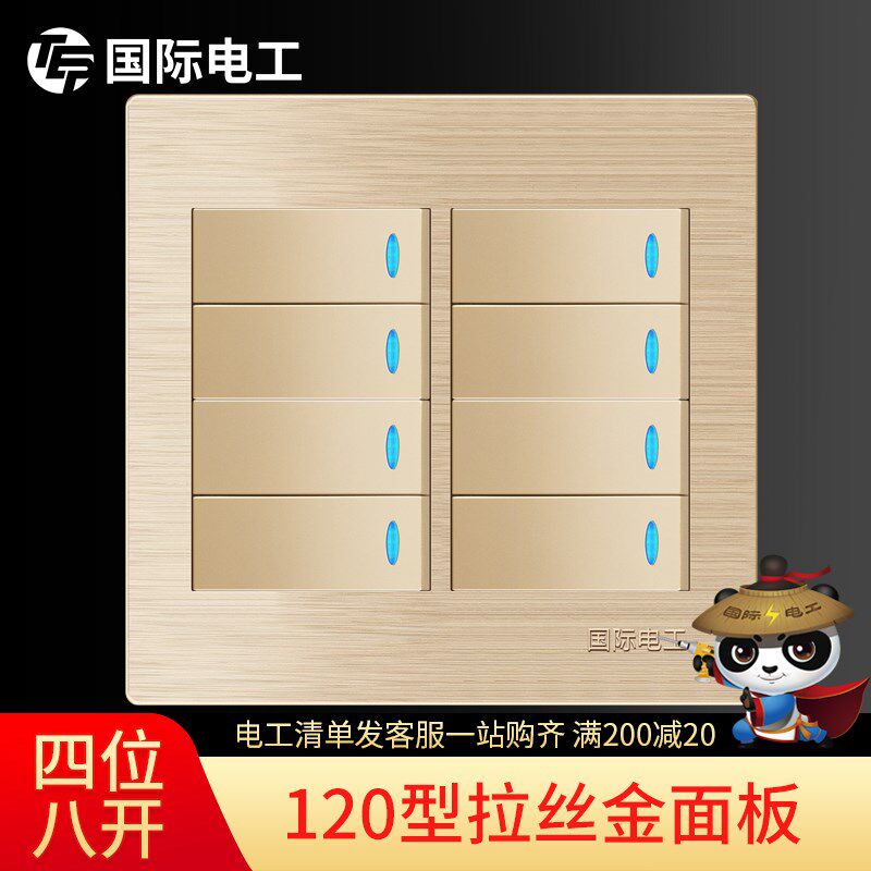国际电工120型开关插座面板墙壁暗装 电灯开关 家用 大盒八开双控