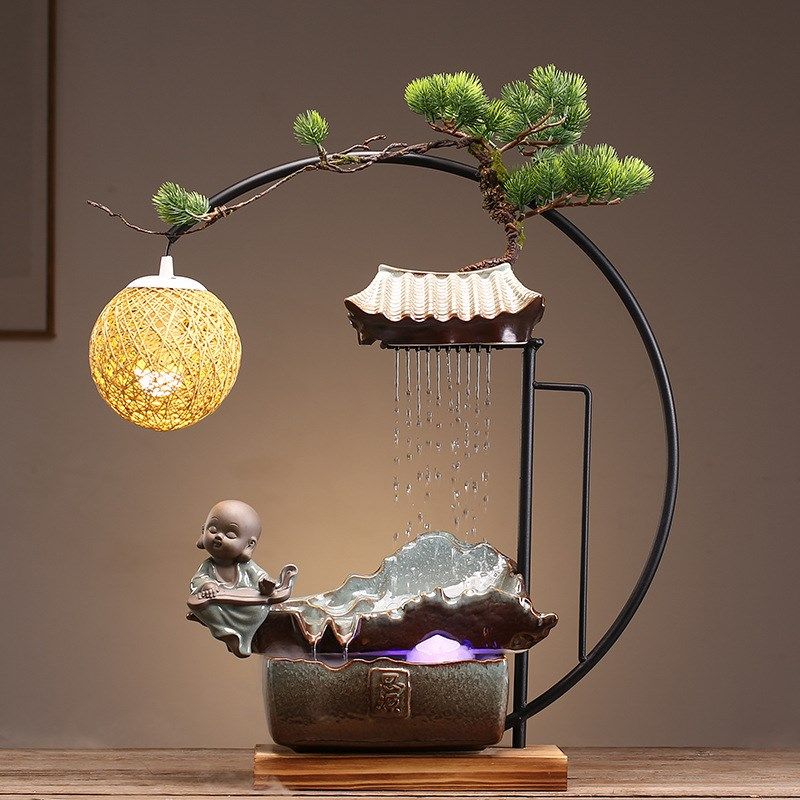 中式招财流水摆件水景喷泉桌面客厅办公室前台陶瓷创意开业礼品中,家居饰品,流水摆件,淘宝优惠券,粉丝福利购,淘宝优惠卷