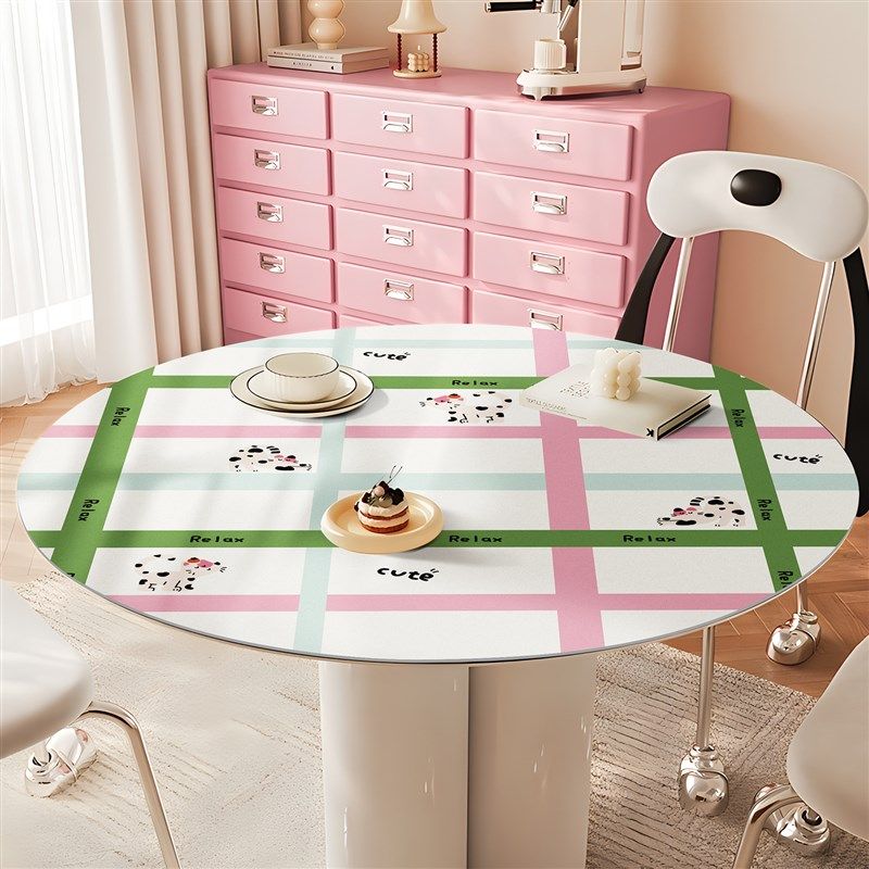 奶牛猫防水防油隔热餐桌垫子皮革桌垫免洗可擦卡通圆形防滑垫子,居家布艺,桌布,淘宝优惠券,粉丝福利购,淘宝优惠卷