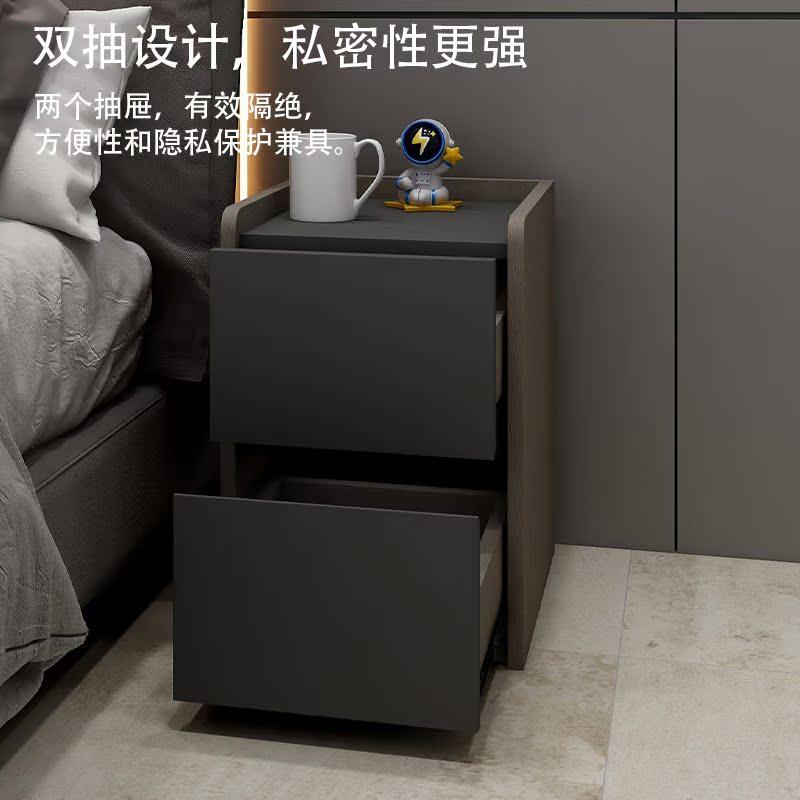 cxy全实木板床头柜咖啡色迷你小型极窄款25/35/40公分卧室30cm宽