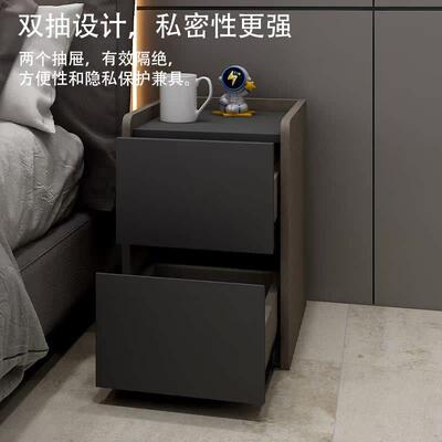 cxy全实木板床头柜咖啡色迷你小型极窄款25/35/40公分卧室30cm宽