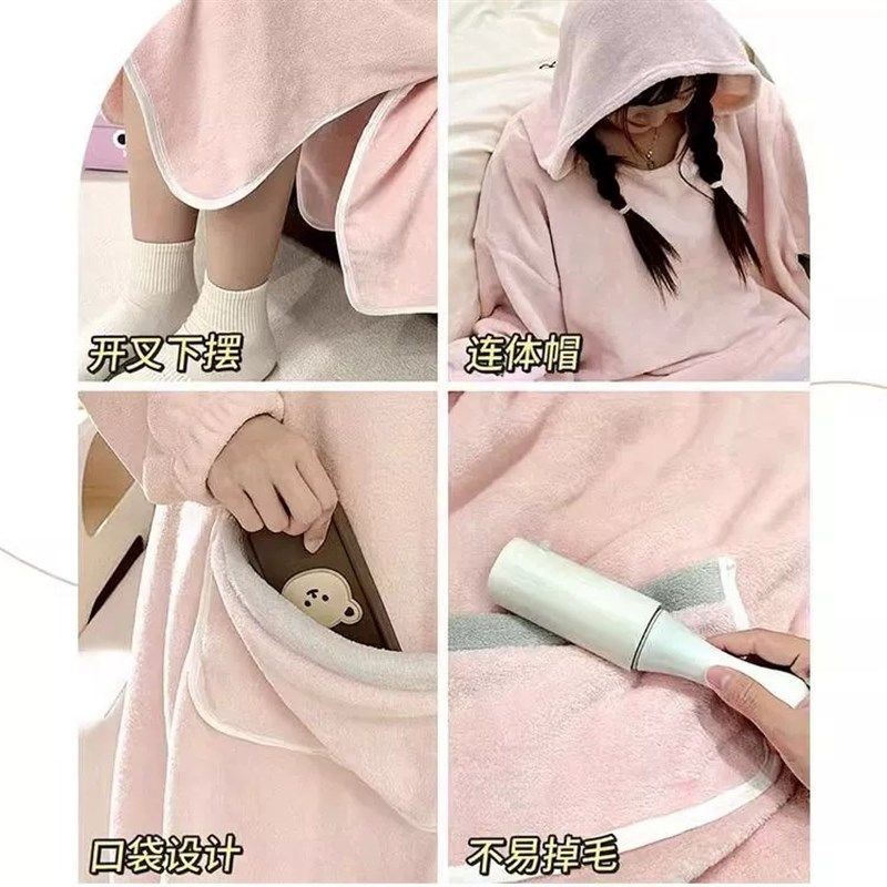 浴袍女新款透气吸水速干长款四季通用头可爱可穿可裹式斗篷浴巾