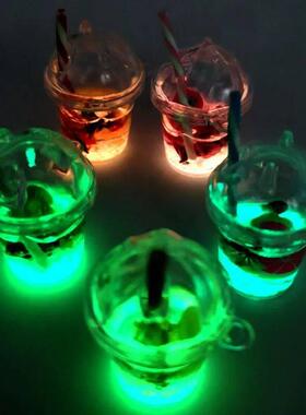 5Pcs 27X33mm 5 Color Noctilucent Fruit Cup Resin Earring Cha