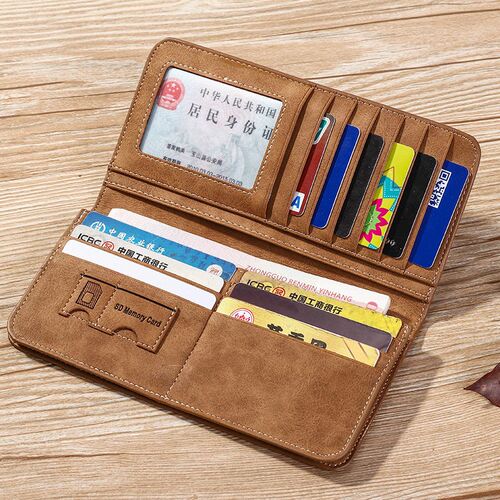 Men Wallet Vintage PU Leather Frosted Long Wallets Coin Pock