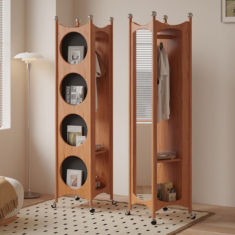 实木旋转衣帽架可移动卧室挂衣架全身镜柜樱桃木中古风杂志架,住宅家具,衣挂一体镜,淘宝优惠券,粉丝福利购,淘宝优惠卷