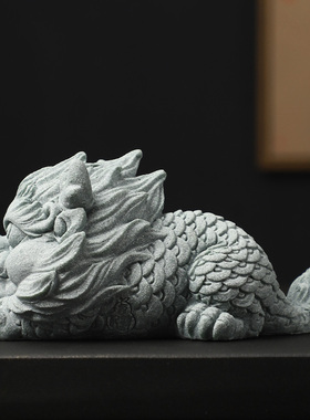 国风麒麟摆件一对招财客厅桌面家居鱼缸造景茶宠装饰品工艺品礼品