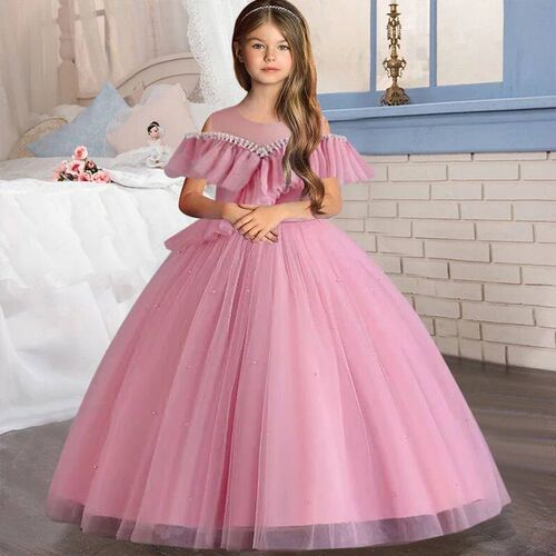 Girls Party Dress Flower Girl Wedding Stage Host Walk Show E