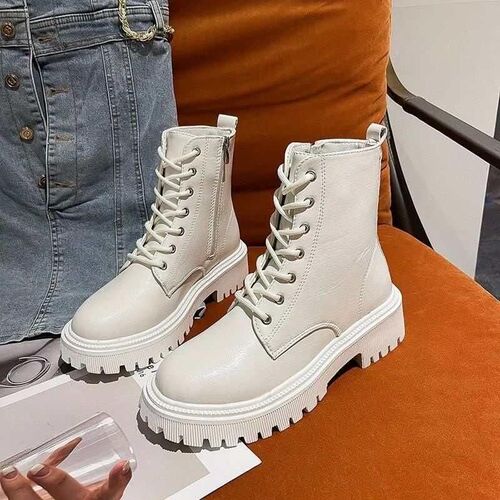 Women Ankle Boots Fashion Autumn  2023 Casual Female White C