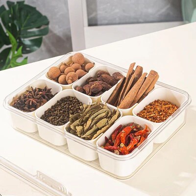 8 Grids Divided Serving Tray Storage Box Kitchen Portable Su