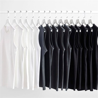 E-commerce 230g Heavy mbed tton Vest Mens Solid lor Loose C